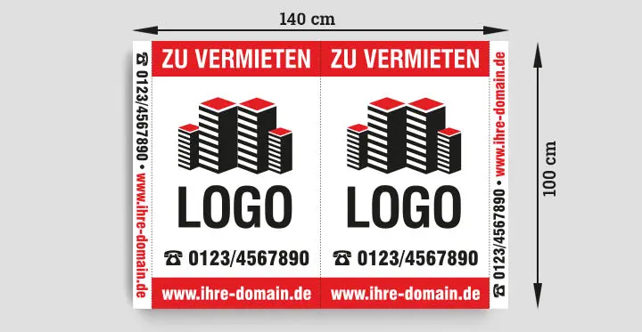 Maklerschild 1400x1000mm Maklerschild mit Druck