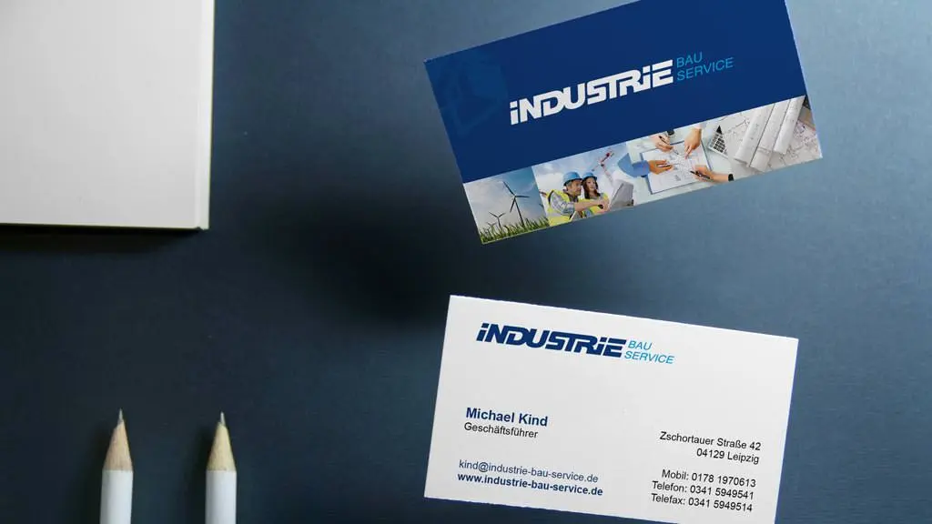 Visitenkarten für die Baufirma Industriebau Service Visitenkarten für Baufirma