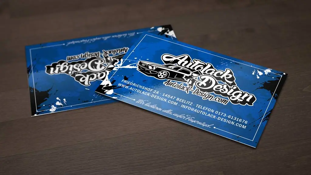Visitenkarten mit Glanzlack für Lackiererei Visitenkarten für Autolack Design