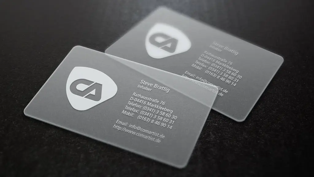 Transluzente Visitenkarten Transparente Visitenkarten auf PVC